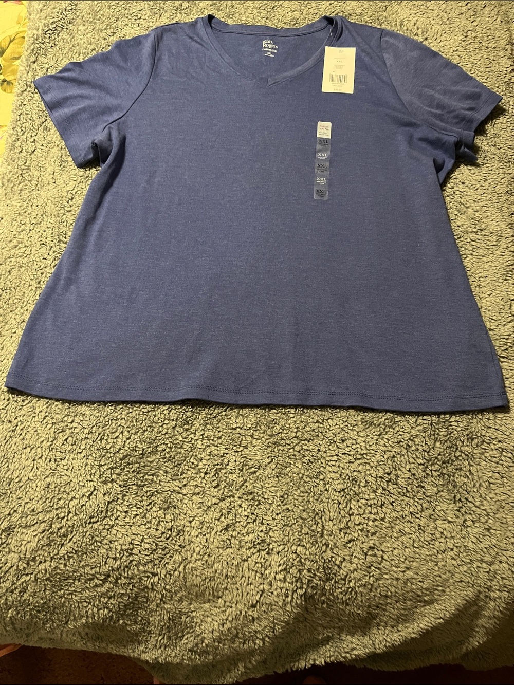 Kim Rogers Women’s V-Neck Short Sleeve Tee Delta Blue Size XXL Summer Casual
